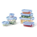 EMSA Clip & Close Frischhaltedosen, Vorratsdosen, Auslaufsicher, Hygienisch, 7-teiliges Set, N1031600, Transparent / Blau