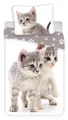 Bettwäsche Bettbezug graue Kitten 140 x 200 + 70 x 90 cm, 100% Baumwolle mit Reißverschluss
