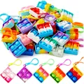 30 Stück Pop-Schlüsselanhänger, Mini-Fidget, Kinder Party Geschenke, Mehrfarbig