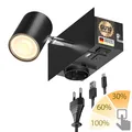 Wandspot WAIKA 1-flammig schwarz Steckdose USB-C USB-A inkl. LED GU10 Lampe