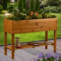 Großes Hochbeet Ablagefläche Pflanzkasten Pflanzfolie Blumenkasten Holz Braun