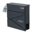 SCHARTEC® Briefkasten anthrazit mit Zeitungsfach Wandbriefkasten Postkasten