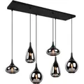 TRIO Leuchten Pendelleuchte Lumina, ohne Leuchtmittel, warmweiß - kaltweiß, Hängelampe 6-flammig Glasschirm, exkl 3xE14 max 40W höhenverstellbar schwarz