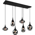Trio Leuchten Hängeleuchte Lumina, Schwarz, Chrom, Metall, Glas, 34.5x150x93.8 cm, Lampen & Leuchten, Innenbeleuchtung, Hängelampen, Pendelleuchten