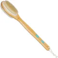 Relaxdays Rückenbürste, doppelseitige Duschbürste, langer Stiel, 44 cm, mit Anti-Rutsch-Pads, zum Duschen, natur/weiß