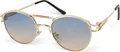 styleBREAKER Damen Panto Sonnenbrille mit ovalen Flachgläsern und Metall Bügel, Federn, Silikon Nasenauflage 09020117