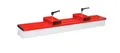 Bauer Gabelstapler-Kehrbesen SKB-O 150, Stahl, Abrutschsicherung, austauschbaren Bürsten, für Gabelzinken, feuerrot RAL 3000, B 1500 mm 665177