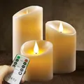 LED Kerzen Set 3 Stück 10 12 15 cm Batteriekerzen Fernbedien