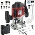 AREBOS Oberfräse mit Koffer, 1200 W, Ø 6 und 8 mm + Fräser Set 12-teilig