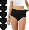 Unterhosen Damen Baumwolle Hohe Taille 5er Pack Stretch Atmungsaktiv Panties ...