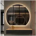 Planetmöbel Dekospiegel AUBE (Dimmbar mit Touch-Schalter, 100x50cm, Dekorativer Wandspiegel mit Dimm-Funktion), LED Spiegel 100 cm x 90 cm
