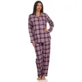 Normann Pyjama Damen Flanell Schlafanzug langarm mit Knopfleiste und Reverskragen rot 40/42