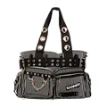 Banned - gestreifte Damen Handtasche/Schultertasche Schwarz Weiss