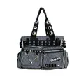 Banned - gestreifte Handtasche / Schultertasche Schwarz Weiss
