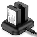 ENEGON Ersatzbatterie (2er Pack) und Rapid Dual Ladegerät für Canon LP-E10 und Canon EOS Rebel T3 T5 T6 T7, Kiss X50 X70, EOS 1100D, EOS 1200D, EOS 1300D, EOS 2000D, 1500D 3000D 4000D Digitalkamera
