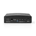 Nedis Digital-Audio-Switch - 4-Wege - Audio- / Video- / Dateneingänge: DC Power / 4x TosLink - Audio- / Video- / Datenausgänge: TosLink Female - Druckknopf / Fernbedienung / Handbuch - Metall - Schwarz
