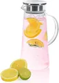 Dimono Wasserkaraffe Dimono Wasserkaraffe 1,5L – Glas Wasserkrug mit Edelstahlfilter, (1,5 Liter, Glas-Krug), Getränkekaraffe für heißes & kaltes Wasser