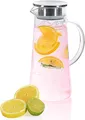 Wasserkrug mit Edelstahl Filter Glaskrug Krug Kanne Wasserkaraffe aus Glas 1,5 L