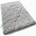 Karat Badematte Maris Badvorleger Badteppich mit Blattstruktur Silber 40 x 60 cm