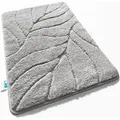 Badematte Maris Flauschiger Badvorleger Mit Blattstruktur Silber 40 X 60 Cm
