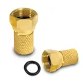 50x F Stecker vergoldet 7 7,2 7,4 mm breiter Mutter + Dichtring Sat Koax Kabel