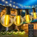 LED Lichterkette Außen Strom Outdoor 30m G40 Glühbirnen Garten Beleuchtung Balkon Lichterketten Aussen IP44 Wetterfest Pavillon String Lights mit Fernbedienung für Garden, Patio, Weddings, Parties