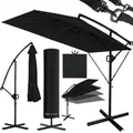 KESSER® Ampelschirm Holly Sonnenschirm Rechteckig mit und ohne LED Solar inkl. Abdeckung + Windsicherung mit Kurbel   Kurbel-Schirm mit Ständer UV-Schutz Aluminium Wasserabweisend Ø350cm Gartenschirm