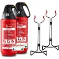 FireLoq 2x 2kg Pulver Auto Feuerlöscher mit Schutzkappe ABC Prüfnachweis Halter