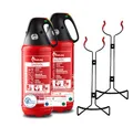 FireLoq 2X 2kg Pulver Feuerlöscher für Brandklasse ABC mit 13A | 89B | C ergibt 4 LE Dauerdruck inkl. Prüfnachweis,Wandhalter und Manometer