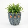 Keramik Blumentopf Eggpot Lava Blau Ø 38cm- Struktur Übertopf geschliffen Unikat
