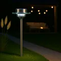 MeLiTec Solar Gartenleuchte SO13, aus Edelstahl und Echtglas, Solarlampe für Außen, Balkon, Terrasse oder Garten, mit LED, 50cm, Wetterfest, Automatische Aktivierung, kaltweiß, ohne Stromzufuhr