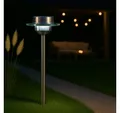 MeLiTec LED Solarleuchte SO13, Saturn, LED fest integriert, kaltweiß, aus Edelstahl und Echtglas, bis zu 8 Stunden Leuchtdauer