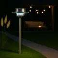 MeLiTec Solar LED-Gartenleuchte SO13, Saturn, Edelstahl matt, Solar-Gartenlampe