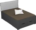Stauraumbett RAUCH "Aditio", grau (graumetallic), B:126cm H:107cm L:208cm, Betten, Stauraumbett, inklusive Kopfteil und Schubkästen