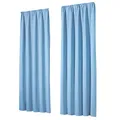 heimtexland Vorhang Blickdicht Thermovorhang Verdunklungsvorhänge 2er Set Kräuselband Deko Gardine isolierend Kälteschutz Oekotex Kinderzimmer Typ139 Pastell hellblau HxB 145x135 cm