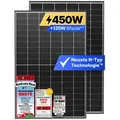 Solakon® Solarmodul 450W Bifazial Glas-Glas N-Type – Full Black PV Modul 40V für Balkonkraftwerk (1 Stück)