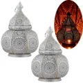 2er Set Orientalische Laterne Leuchte Tischlampe Lamisa Weiss