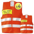 Warnwesten Auto 5er 4+1 Set Europaweit gültig nach EN ISO 20471  Reflektieren...