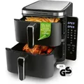 GOURMETmaxx FryUp Vertikale Doppelkammer-Heißluftfritteuse - 10 L - 2800 Watt - Schwarz