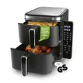 GOURMETmaxx FryUp Vertikale Doppelkammer Heißluftfritteuse | vertikaler Airfryer | klappbares Touchdisplay | 32% platzsparender | Fassungsvermögen 10L | Heißluftfritteuse 2 Kammern