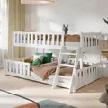 Kids Collective Etagenbett 90x200 / 120x200 Kinderbett Jugendbett Stockbett Hochbett mit Leiter, Rausfallschutz & Lattenrosten,  Kinder Bett von 4. bis 16. Lebensjahr Weiß
