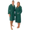Lavea Bademantel Damen und Herren, Morgenmantel Mexico, Hotelbademantel, Lang, 100% Baumwolle, mit Kapuze, hochwertiger Bindegürtel, Weich & Saugstark - Spa Feeling für Zuhause grün L