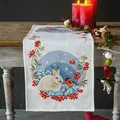 Vervaco Tischläufer Kreuzstich Set "Schneehase und Dompfaff", Zählmuster, 32x84c