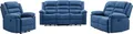 3-Sitzer-Sofa, 2-Sitzer-Sofa & elektrischer Relaxsessel - Blau - Stoff - BUROLO
