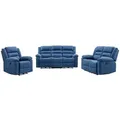 Vente-Unique Sofagarnitur, Blau, Textil, Uni, 6-Sitzer, 199x103x95 cm, Wohnzimmer, Sofas & Couches, Sitzgarnituren