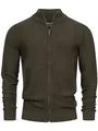 Indicode Herren INWestmoon Strickjacke mit Stehkragen | Fein-Strick Cardigan aus Baumwollgemisch Army, L