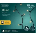 Lumineo LED Lichterkette Basic 36 m 480 Lichter classic weiß mit Dimmer & Timer