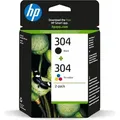 HP 302/304 Farbe/Schwarz Druckerpatrone Kombipaket (2er-Pack), Standardertrag, Schwarz, Cyan, Magenta, Gelb, Tinte auf Pigmentbasis, Tinte auf Farb... - Schwarz