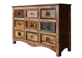 Vintage Altholz Kommode mehrfarbig shabby chic Sideboard massiv 9 Schubladen