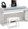 Classic Cantabile DP-220 WM E-Piano Set - Digital Piano 88 gewichtete Tasten mit Hammermechanik - Inklusive Pianobank, Kopfhörer und Klavierschule - Layer-, Split- und Twinova-Funktion - 3 Pedale